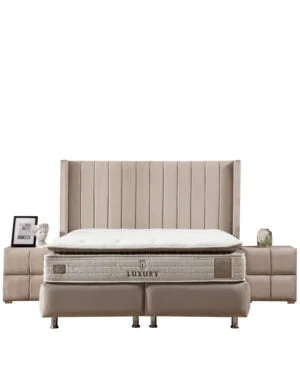 Lit coffre Tokyo Beige + 2 chevets